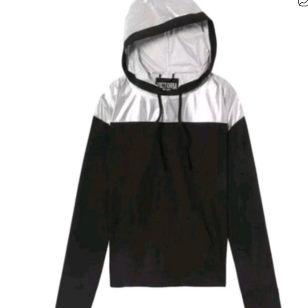 Victoria Sport Silver & Black Hooded Pullover – Size Small